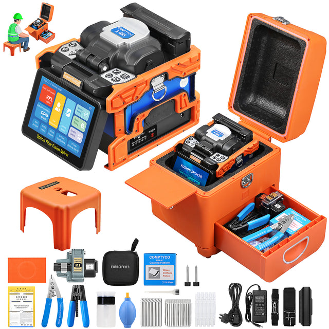 COMPTYCO A-88S Optical Fiber Welding Machine with OPM/VFL 5 Inch Touch Screen 10 Languages 6 Motors Fiber Optic Fusion S