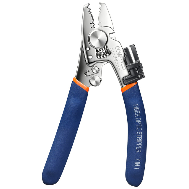 COMPTYCO F7 Stainless Steel Fiber Stripper Multi-function Stripper Pliers with Fiber Cleaning Wipe Tool Optical Fiber St