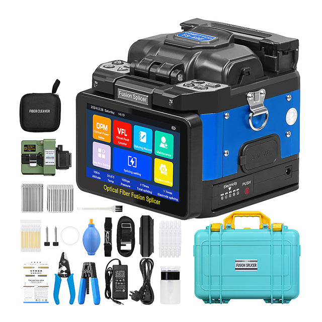 COMPTYCO FS-60E Fully Automatic Fusion Splicer Machine 5 Inch Touch Screen 6 Motors with OPM VFL FTTX Fiber Optic Fusion