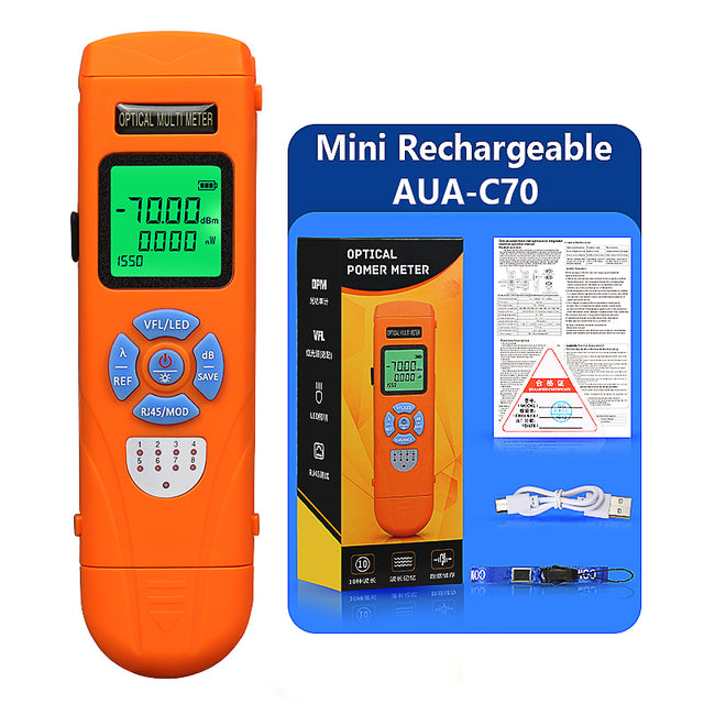 COMPTYCO Rechargeable Optical Multi Meter OPM+VFL+RJ45+LED AUA-C70/C50 Optical Fiber Tester 10 Wavelengths Optical Power