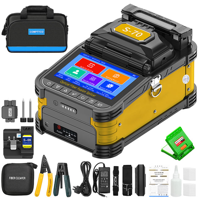 COMPTYCO S-70 Fiber Optic Splicing Machine 6 Motors 5200mAh Battery Optical Fiber Welding Machine Core to Core Fusion Sp