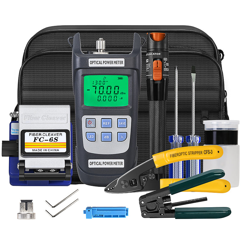 COMPTYCO 12pcs FTTH Fiber Optic Tool Kit Tools Kit with Fibra Optica Power Meter Visual Fault Locator Kit De Fibre Optiq