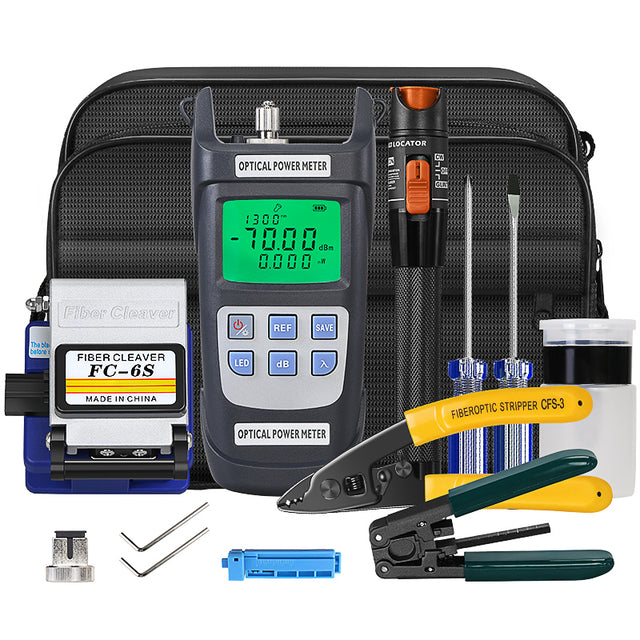 COMPTYCO 12pcs FTTH Fiber Optic Tool Kit Tools Kit with Fibra Optica Power Meter Visual Fault Locator Kit De Fibre Optiq