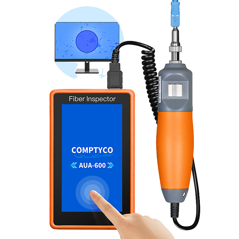 COMPTYCO AUA-600 400X HD Touch Screen Fiber Optic Microscope 5-inch Inspection Probe Fiber End Face Detector for FTTH SC