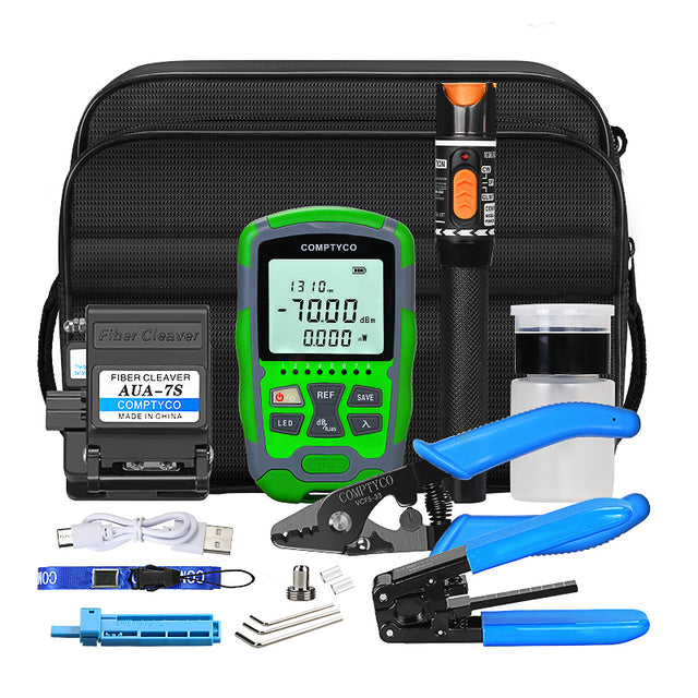 COMPTYCO AUA-MC7 Rechargeable Optical Power Meter - 70~+10dbm Fiber Cleaver Visual Fault Locator Fibra Optica Kit Fiber 