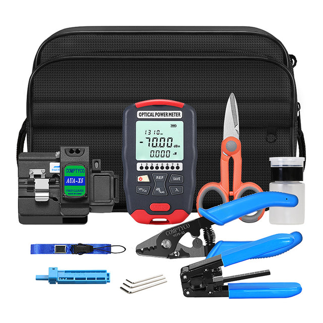 COMPTYCO AUA-X5 Fiber Cleaver AUA-D70 Optical Power Meter with 15mw VFL OPM Visual Fault Locator Kit De Fibra Optica
