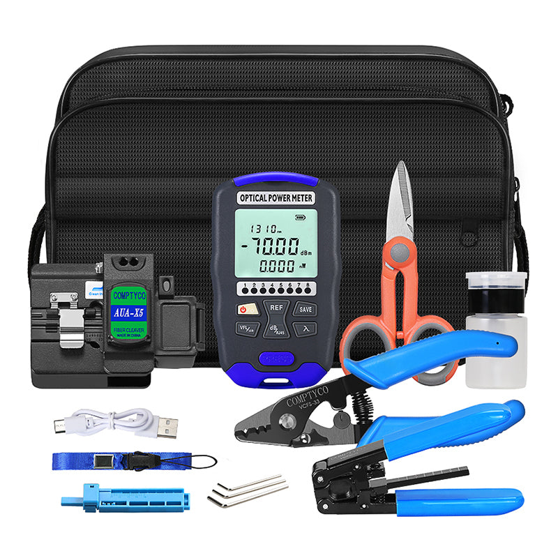 COMPTYCO AUA-X5 Fiber Cleaver AUA-DC70 Optical Power Meter Red Light Source Integrated Machine OPM with 15MW VFL Fiber T