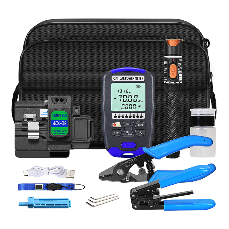 COMPTYCO AUA-X5 Hot Welding Fiber Cleaver AUA-DC7 Optical Power Meter Visual Fault Locator OPM and VFL Optical Fiber Too