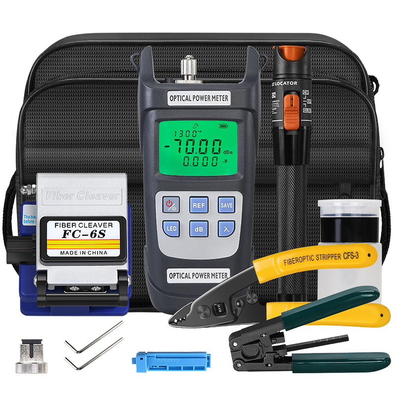 COMPTYCO FTTH Fiber Optic Tool Kit with Optical Power Meter and Visual Fault Locator FC-6S Fiber Cleaver Kit De Fibre Op
