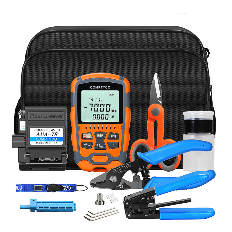 COMPTYCO FTTH Tool Set AUA-M70 15MW OPM VFL Optical Power Meter with Visual Fault Locator Fiber Cleaver Optical Fiber To