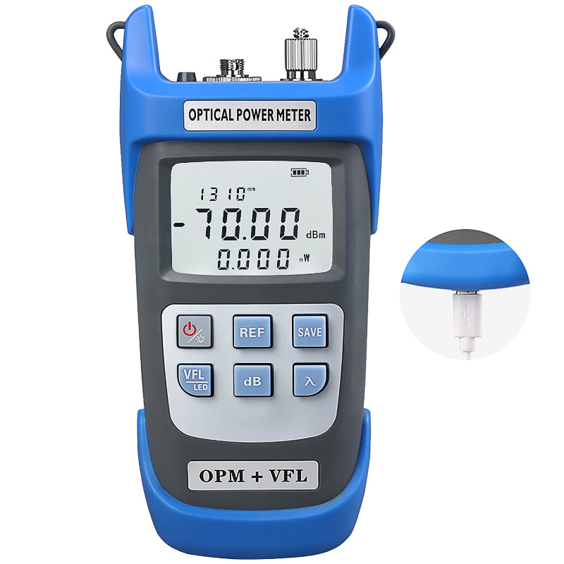 COMPTYCO High Precision Rechargeable OPM VFL with LED 3IN1 Machine Optical Fiber Tester Visual Fault Locator Optical Pow