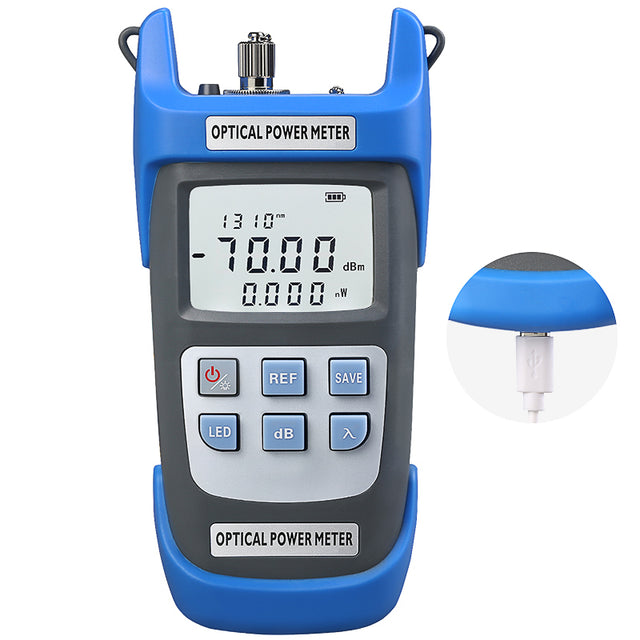 COMPTYCO High Precision Rechargeable OPM with LED Handheld Fiber Tools Optical Fiber Tester 10 Wavelength Optical Power 
