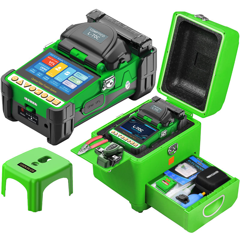 COMPTYCO L-70C Mini Optical Fiber Splicing Machine with OPM+VFL Fiber Optic Equipment 6 Motors FTTH Fiber Optic Fusion S