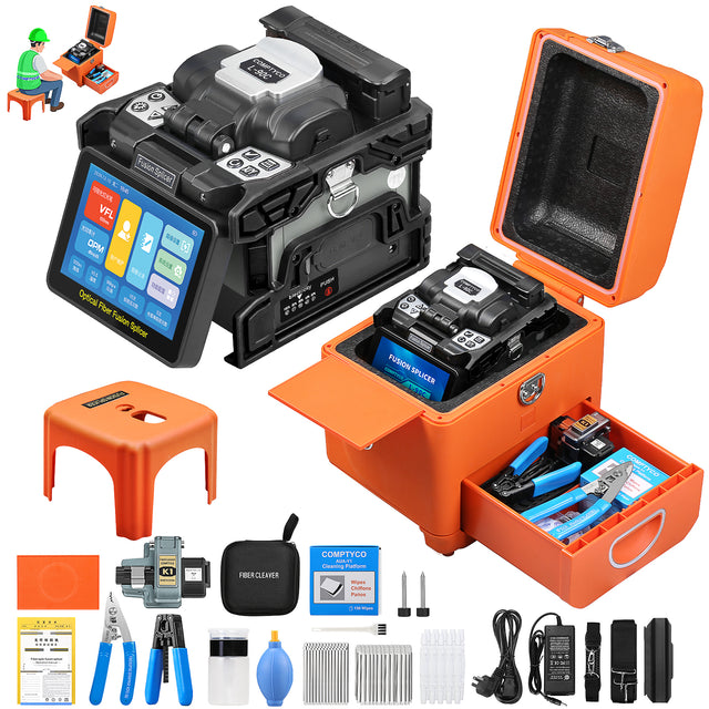 COMPTYCO L-90C Optical Fiber Welding Machine with OPM/VFL 5 Inch Touch Screen 10 Languages 6 Motors Fiber Optic Fusion S