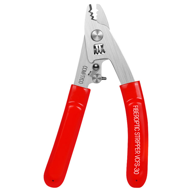 COMPTYCO Optical Fiber Wire Strippers FTTH Drop Cable WIRE Stripper Tool Stainless Steel Three Port Red Fiber Stripper