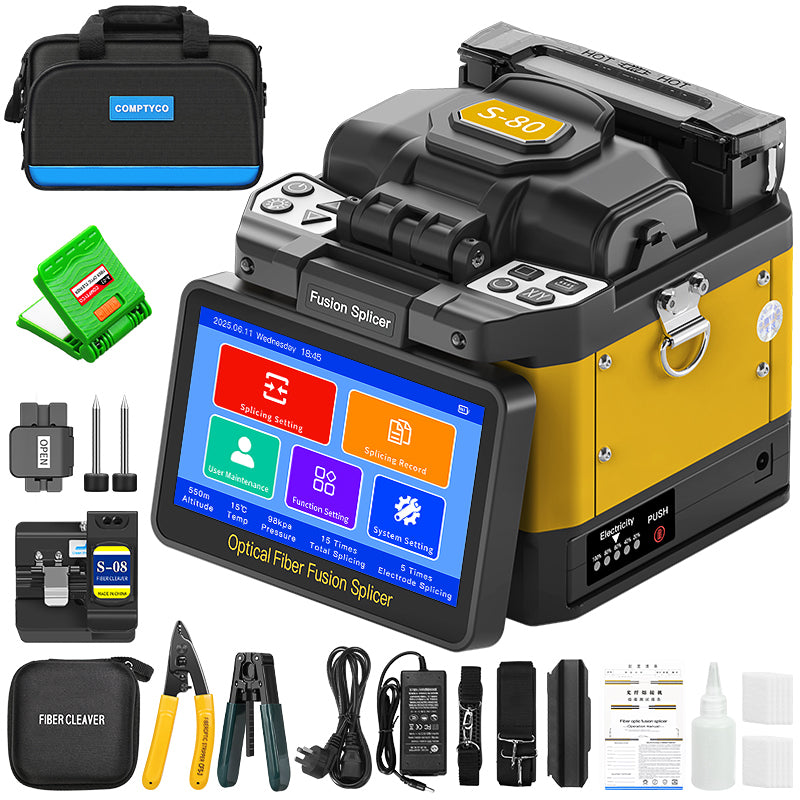 COMPTYCO S-80 Fiber Optic Splicing Machine 6 Motors Fiber Optic Soudeuse FTTH Optical Fiber Welding Machine ARC Fusion S