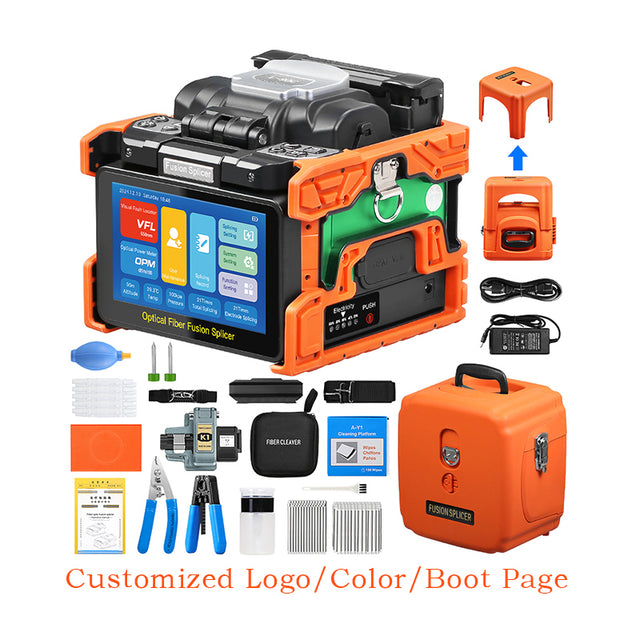 Customized Logo/Color/Boot Page OEM ODM 6 Motor Fiber Welding Machine with OPM/VFL 5 Inch Touchscreen Fiber Optic Fusion
