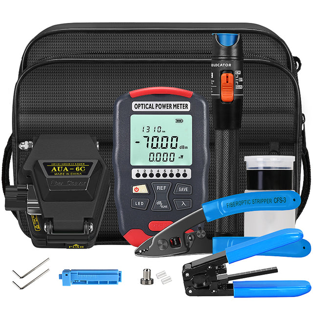 FTTH AUA-6C Fiber Cleaver Optical Power Meter Visual Fault Locator OPM 15mw VFL Kit De Fibra Fiber Tool Kit