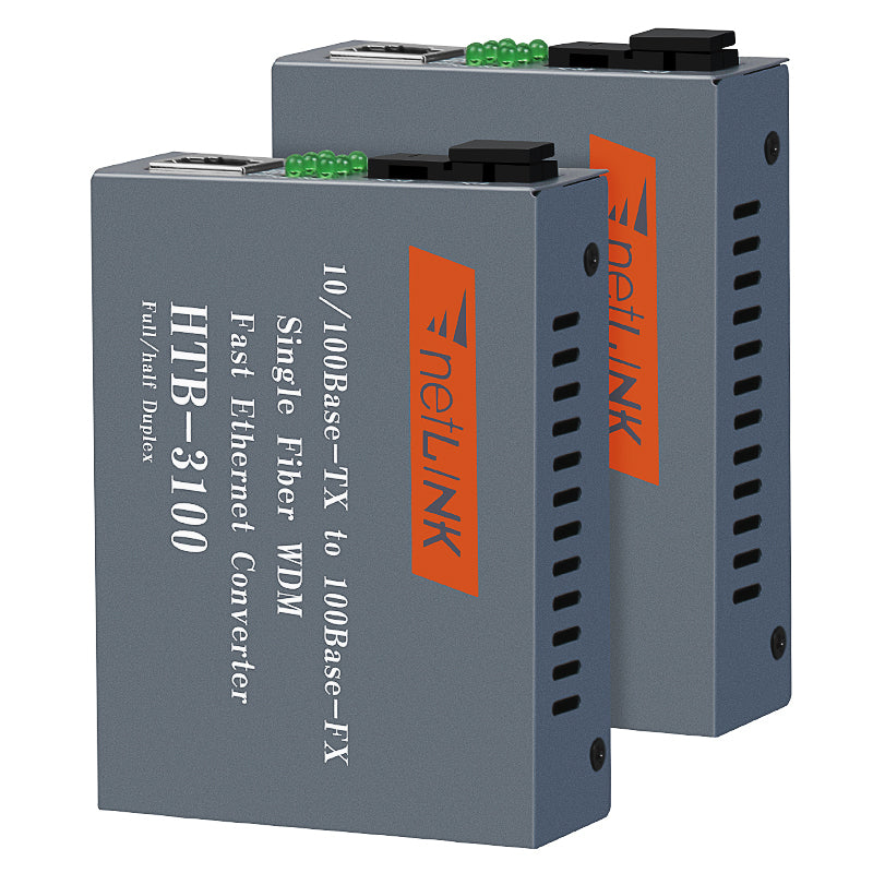 FTTH Fiber Optic Media Converter With 10/100M 25KM A/B Converter HTB-3100 Single Mode SM Fiber Optical Transceiver