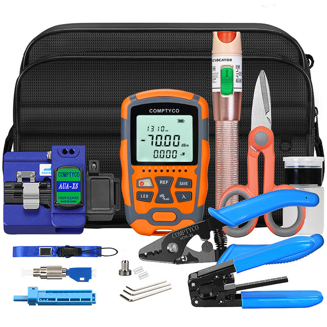 Fiber Tool Kit AUA-X5 Fiber Cleaver AUA-M7 Optical Power Meter AUA-30mw Visual Fault Locator OPM VFL Optical Fiber Tool 