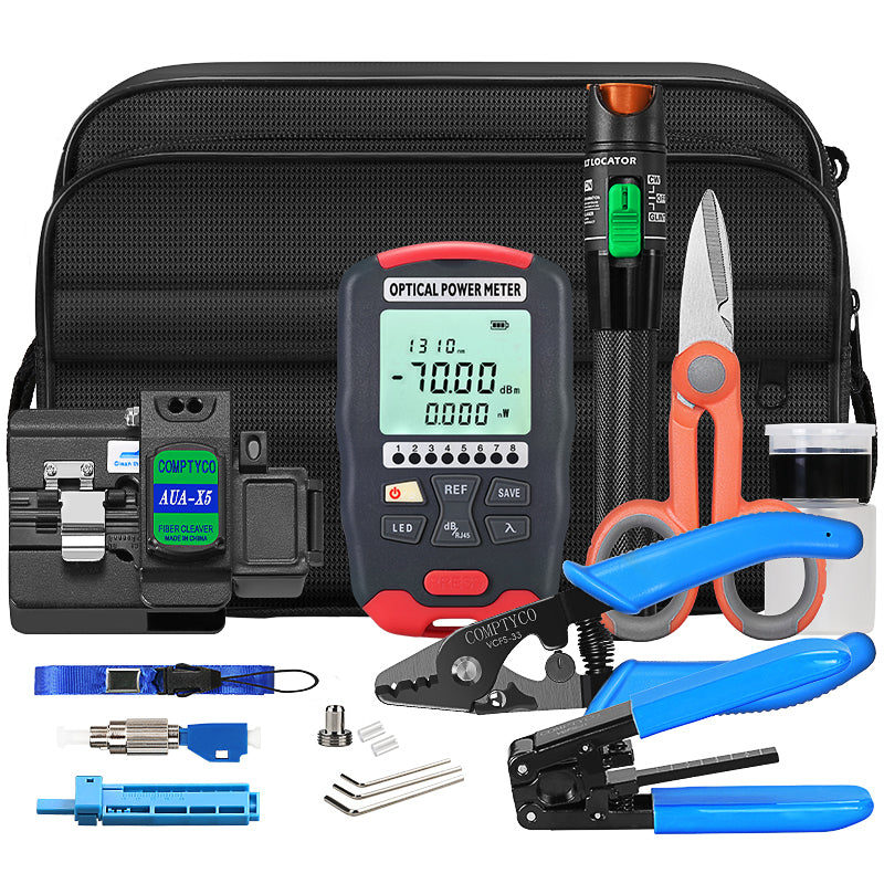 Fiber Tool Kit AUA-X5 Fiber Cleaver AUA-D7 Optical Power Meter AUA-30mw Visual Fault Locator OPM VFL Optical Fiber Tool 