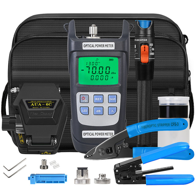Fiber Tool Set AUA-6C Fiber Cleaver Optical Power Meter 15mw Visual Fault Locator OPM VFL FTTH Optical Fiber Tool Kit