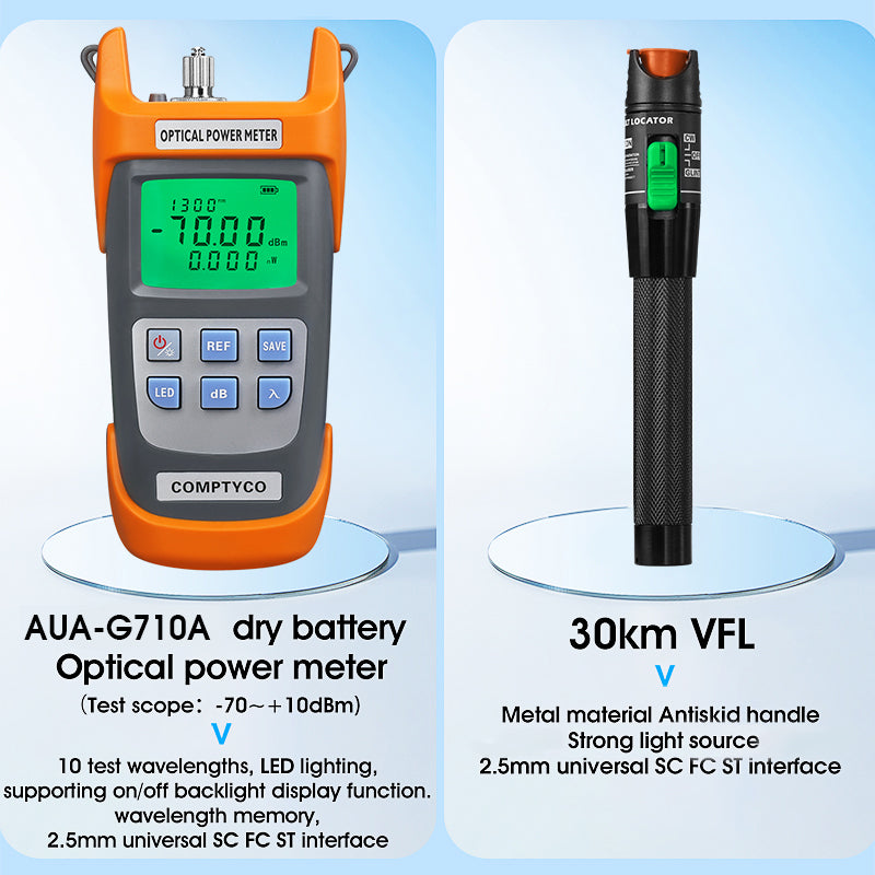 Fiber Tool Kit FC-6S Fiber Cleaver AUA-G710A Optical Power Meter AUA-30mw Visual Fault Locator OPM VFL Optical Fiber Too