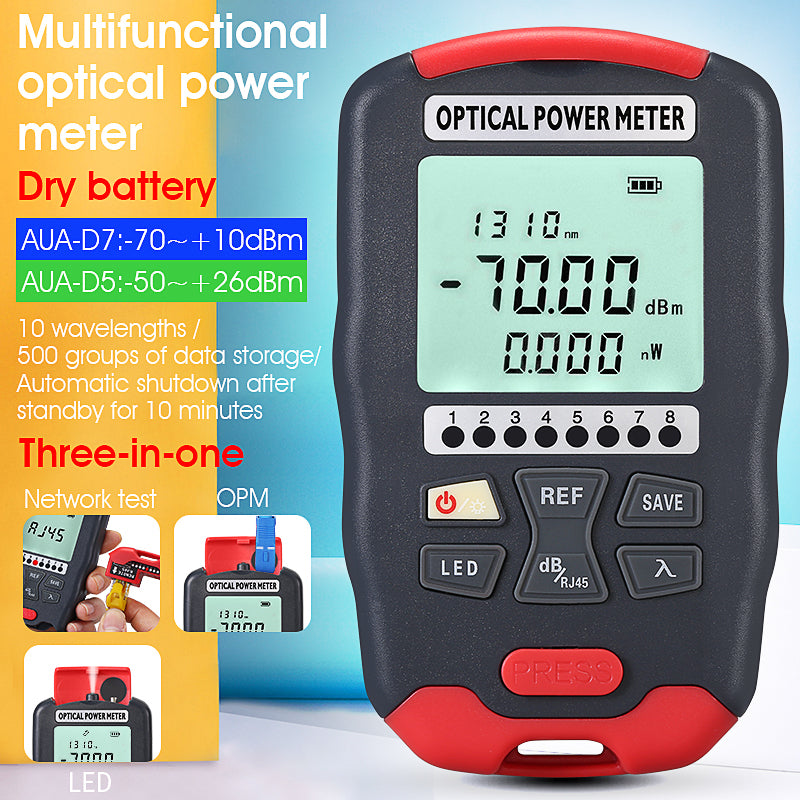 COMPTYCO Fiber Optic Tester AUA-D7/D5 OPM with LED and RJ45 Tester Fiber Optic Equipment FIBER TOOL KIT Mini Optical Pow