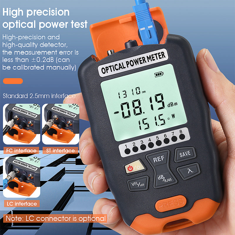 COMPTYCO Optical Multi Meter -70~+10dBm/-50~+26dBm 4 in 1 OPM+VFL+LED+RJ45 Tester Visual Fault Locator Mini Optical Powe