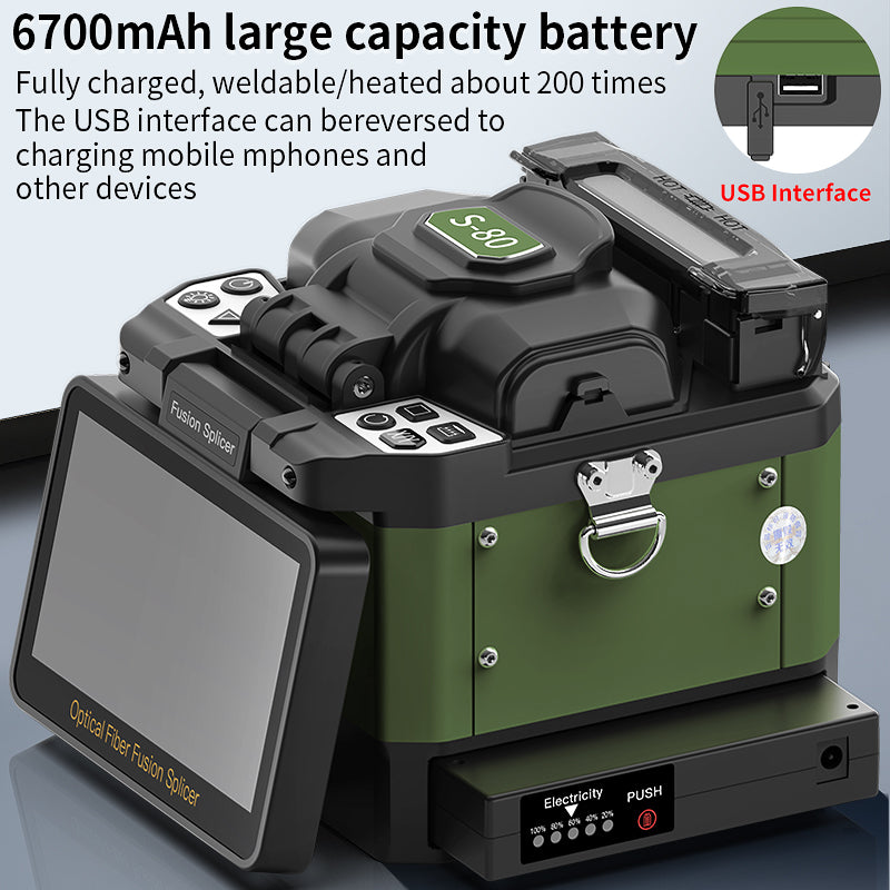 COMPTYCO 6 Motor Core to Core Welding Splicing Machine S-80 6700mAh Battery Fiber Optic Equipment ARC Fiber Optic Fusion