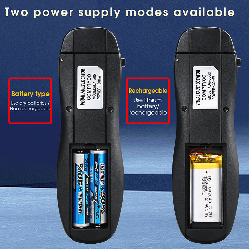 COMPTYCO Mini VFL Fibra Optica Red Laser Tester 10/30km Optical Fiber Red Light Pen 1-50mw SC/FC/ST 2.5mm Visual Fault L