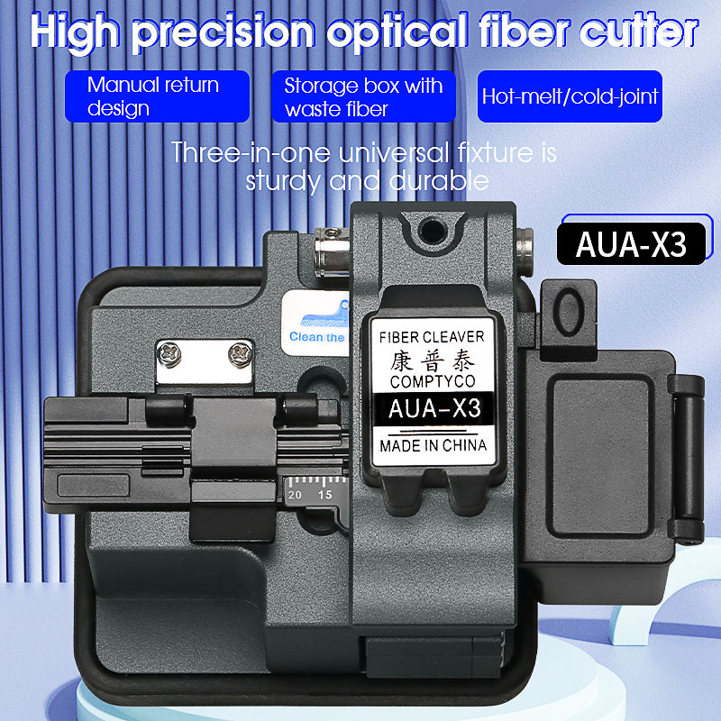 COMPTYCO AUA-X3 High Quality Fiber Optic Cutting Machine Manual Knife Return 3in1 Fixture Hot Melt FTTH Tool Fiber Optic