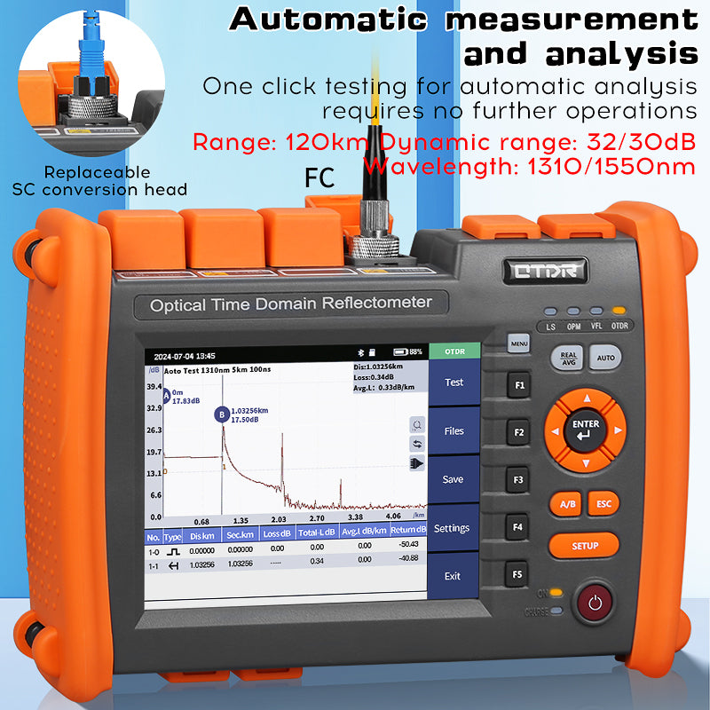 A5280U/A Optical Time Domain Reflectometer 1310/1550nm 32/30dB 120KM distance VFL LS OPM Event Map OLT Tester Fiber Opti