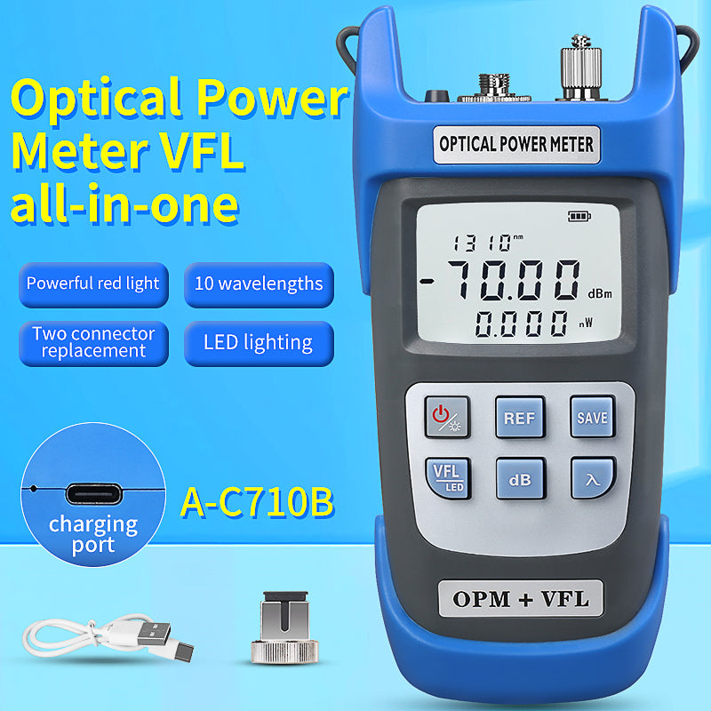 COMPTYCO High Precision Rechargeable OPM VFL with LED 3IN1 Machine Optical Fiber Tester Visual Fault Locator Optical Pow