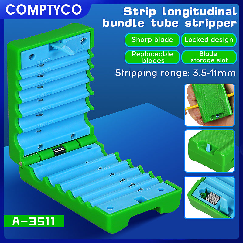 COMPTYCO A-3511 Blue Flip Over Cable Stripper 3.5-11mm Longitudinal Cutter Center Bundle Tube Stripper Leather Fiber Str