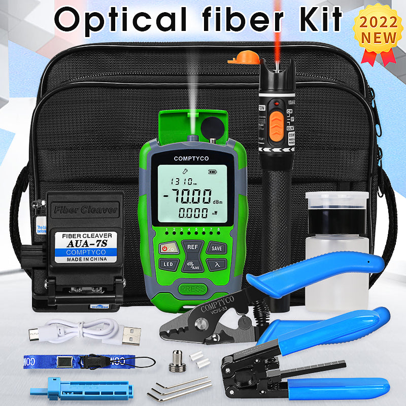 COMPTYCO AUA-MC7 Rechargeable Optical Power Meter - 70~+10dbm Fiber Cleaver Visual Fault Locator Fibra Optica Kit Fiber 
