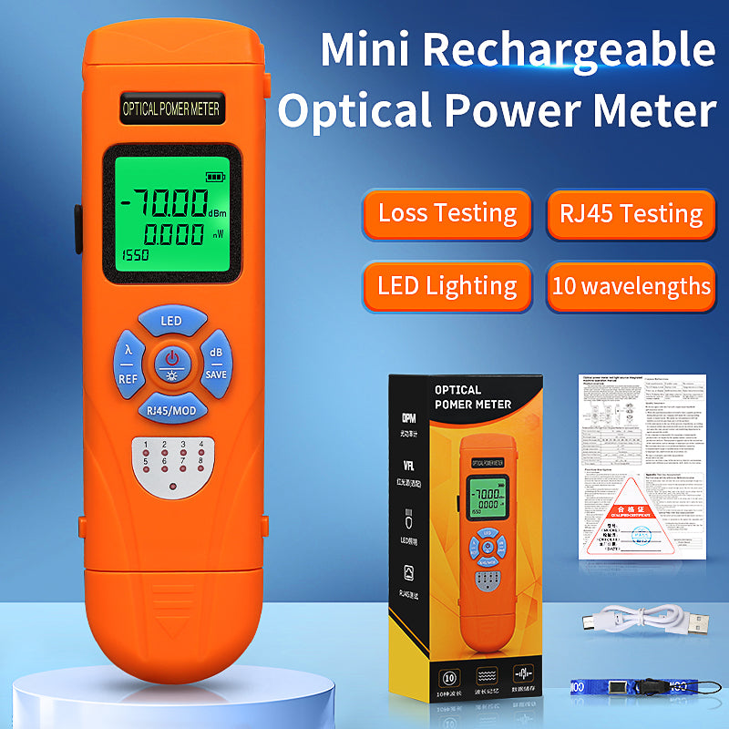 COMPTYCO Good Price Rechargeable OPM+ RJ45+LED AUA-C7/C5 Optical Fiber Tester 10 Wavelengths SC/FC/ST Mini Optical Power