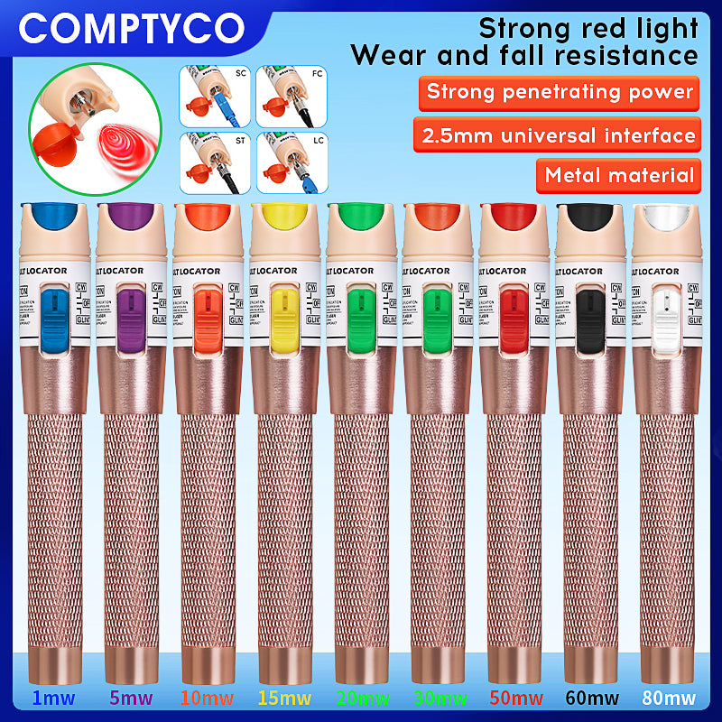COMPTYCO Fiber Optic Equipment AUA-1-80 Fibra Optica Red Laser Tester Optical Fiber Red Light Pen 60mw VFL Visual Fault 
