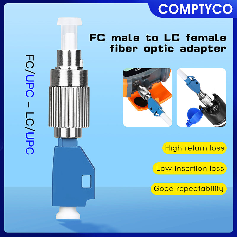 COMPTYCO Fiber Optic Interface Adapter Flange Coupler Adapter Single Mode FC Male LC Female Fiber Optic Converter