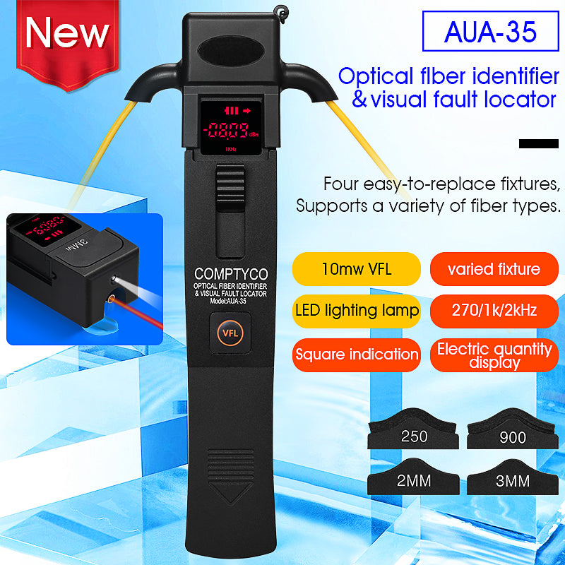COMPTYCO AUA-35 Optical Fiber Identifier with VFL LED Fiber Identifier with Laser Tester SM MM 800-1700nm Fiber Optic Id