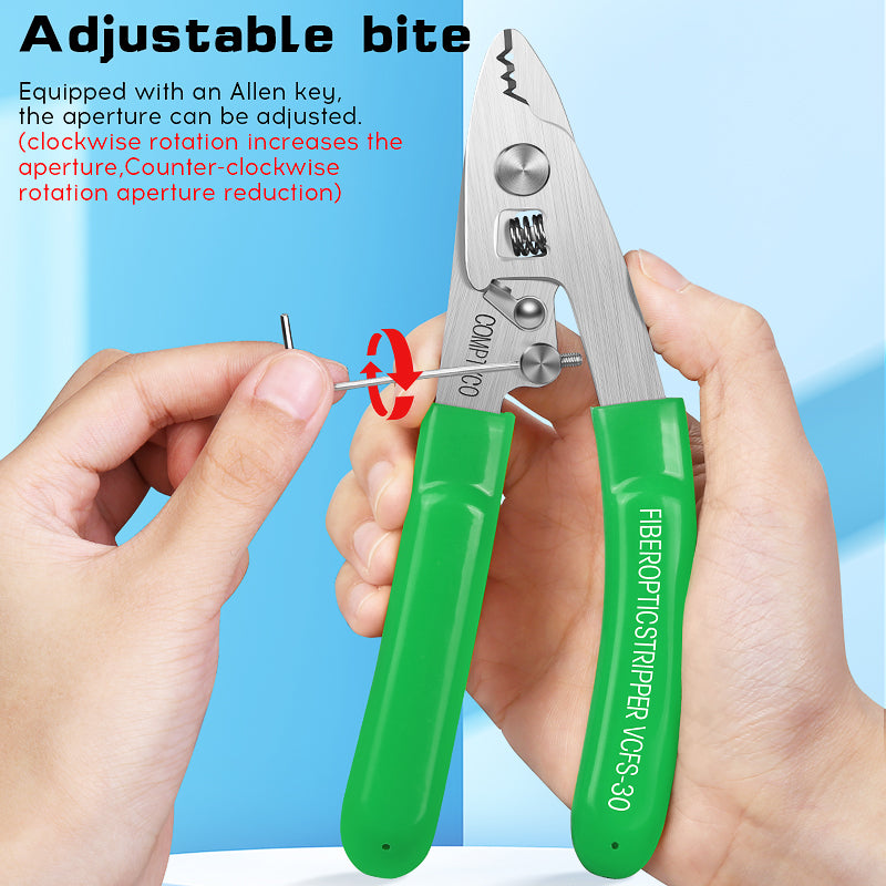 COMPTYCO VCFS-30 Stainless Steel Three Port Cable Stripper Green FTTH Fiber fusion Tool Bare Fiber Leather Fiber Strippe