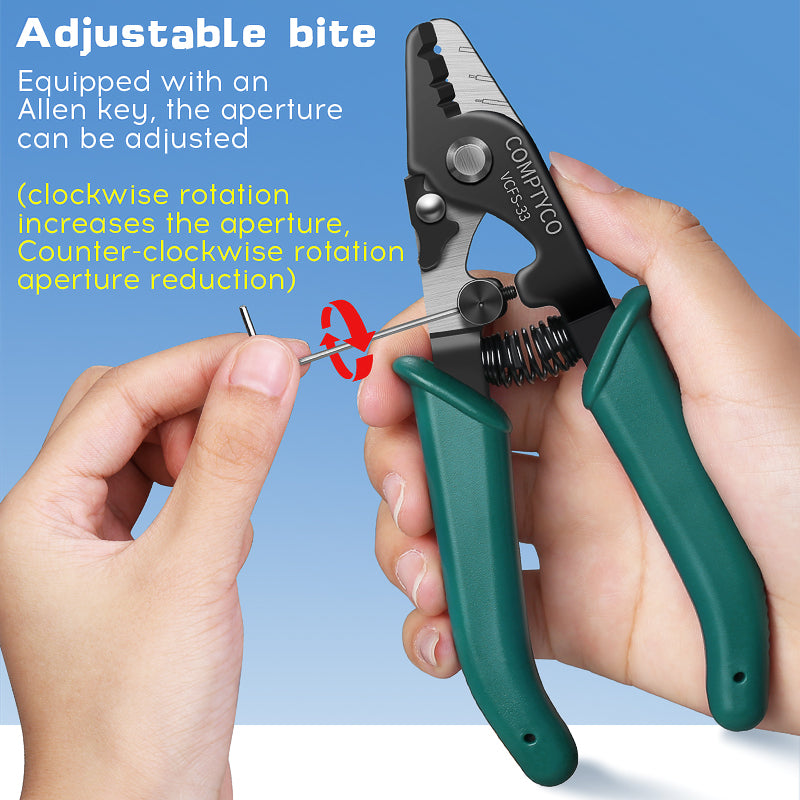 COMPTYCO Fiber Optic Stripping 3 Hole Optical Fiber Wire Strippers Green FTTH Drop Cable WIRE Stripper Tool Fiber Stripp