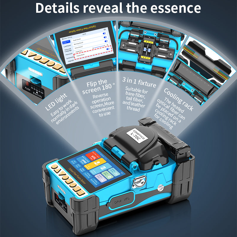 COMPTYCO L-70C Mini Optical Fiber Splicing Machine with OPM/VFL Fiber Optic Equipment 6 Motors Fiber Optic Fusion Splice