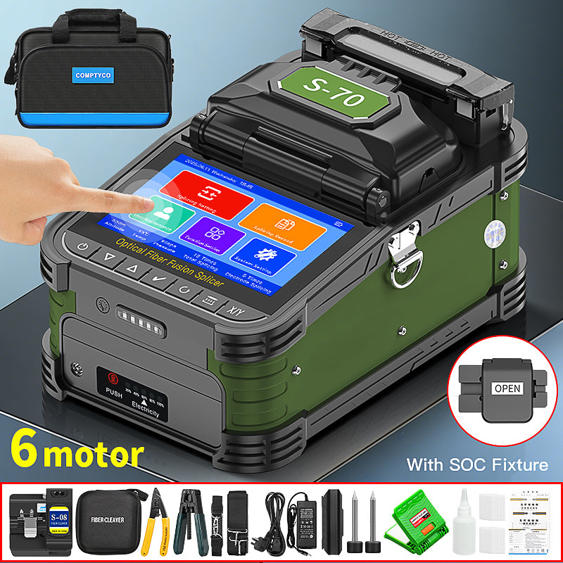 COMPTYCO S-70 Fiber Optic Splicing Machine 6 Motors 8/18S Fiber Optic Soudeuse FTTH Optical Fiber Welding Machine Fusion