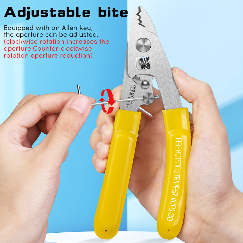 COMPTYCO VCFS-30 Stainless Steel FTTH Tools Three-port Fibre Stripper Wire Strippers/three Hole Fiber Stripper Plier Yel