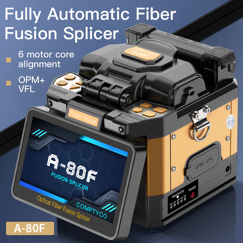 COMPTYCO A-80F Fully Automatic Fusion Splicer Machine Fiber Optic Equipment 6 Motors with OPM VFL Fiber Optic Fusion Spl