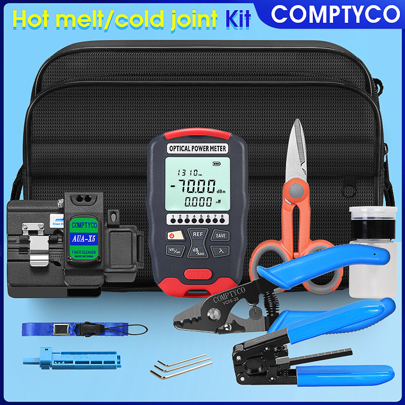 COMPTYCO AUA-X5 Fiber Cleaver AUA-D70 Optical Power Meter with 15mw VFL OPM Visual Fault Locator Kit De Fibra Optica