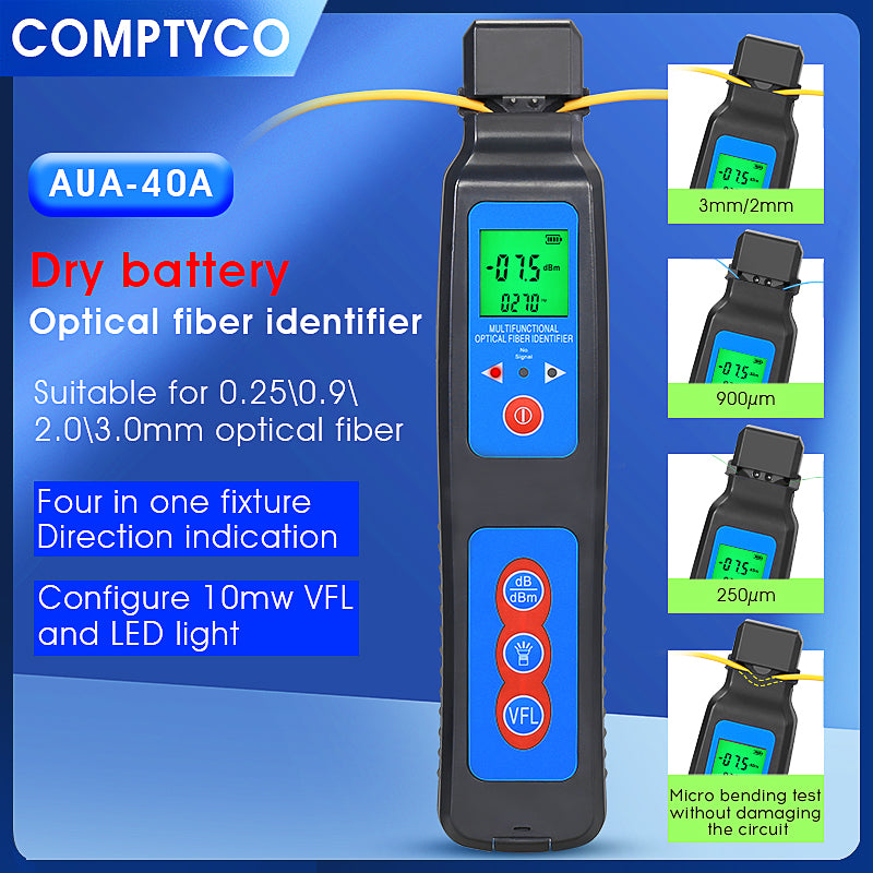 COMPTYCO AUA-40A Dry Battery 4 in 1 Fixed Device Configuration OFI+10mw VFL+LED 3 in 1 SM MM Fiber Cable Fiber Optic Ide