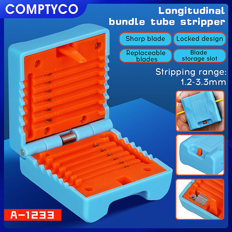 COMPTYCO A-1233 Blue Flip Over Cable Stripper 1.2-3.3mm Longitudinal Cutter Center Bundle Tube Stripper Leather Fiber St
