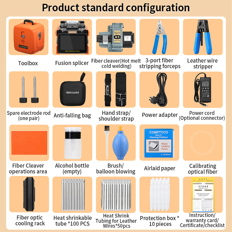 COMPTYCO A-88S Optical Fiber Welding Machine with OPM/VFL 5 Inch Touch Screen 10 Languages 6 Motors Fiber Optic Fusion S